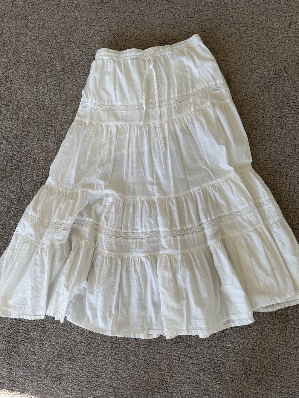 Nordstrom White Tiered Maxi Skirt with Drawstring Waist